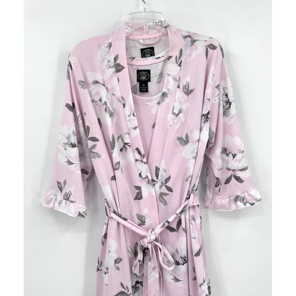 LAURA ASHLEY 2 piece set robe slip nightgown floral sleep lounge sleepwear M - Picture 2 of 11